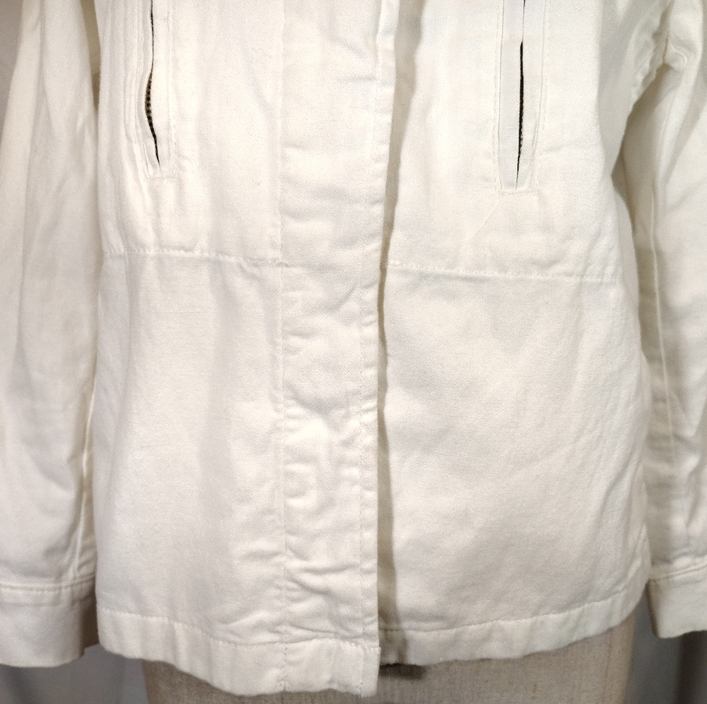 Banana Republic Jean Jacket, Women White Denim, Zip Up, Collar, Pockets, XS - Picture 8 of 12